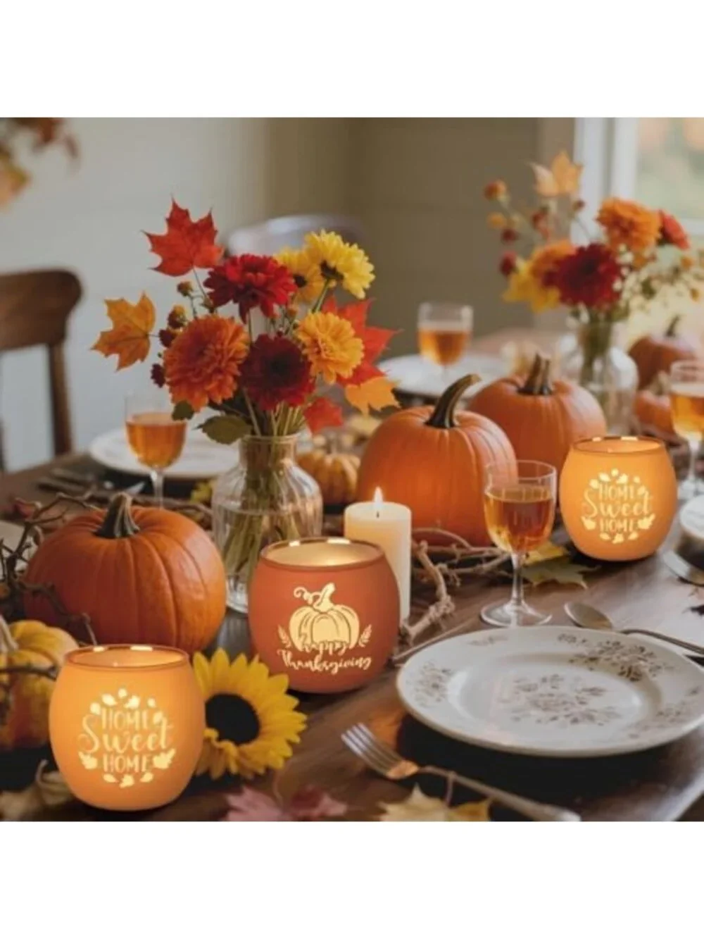 Fall Scented Candle Gift Set - 4 Pack Aromatherapy Pumpkin Candles for Home